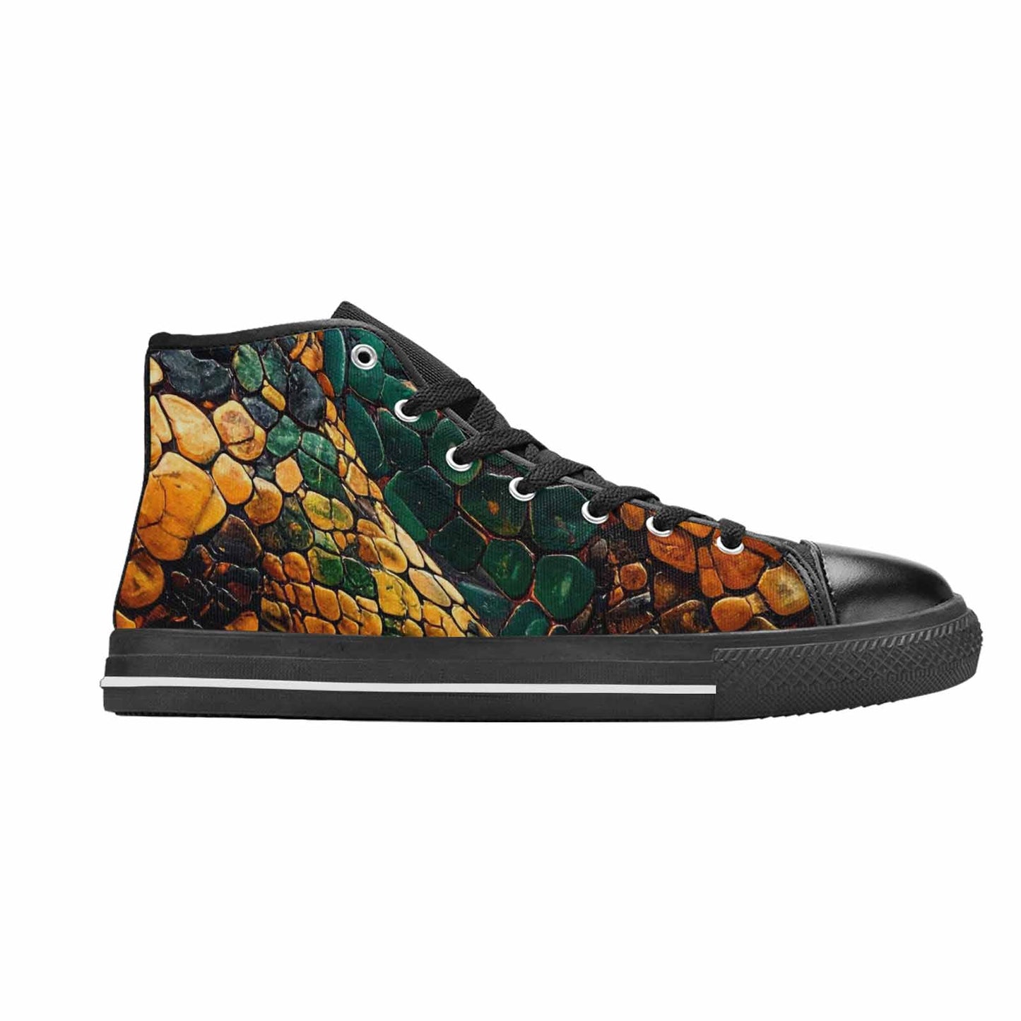 MEN'S Snake Skin Reptile High Top Canvas Cottagecore Custom Sneakers