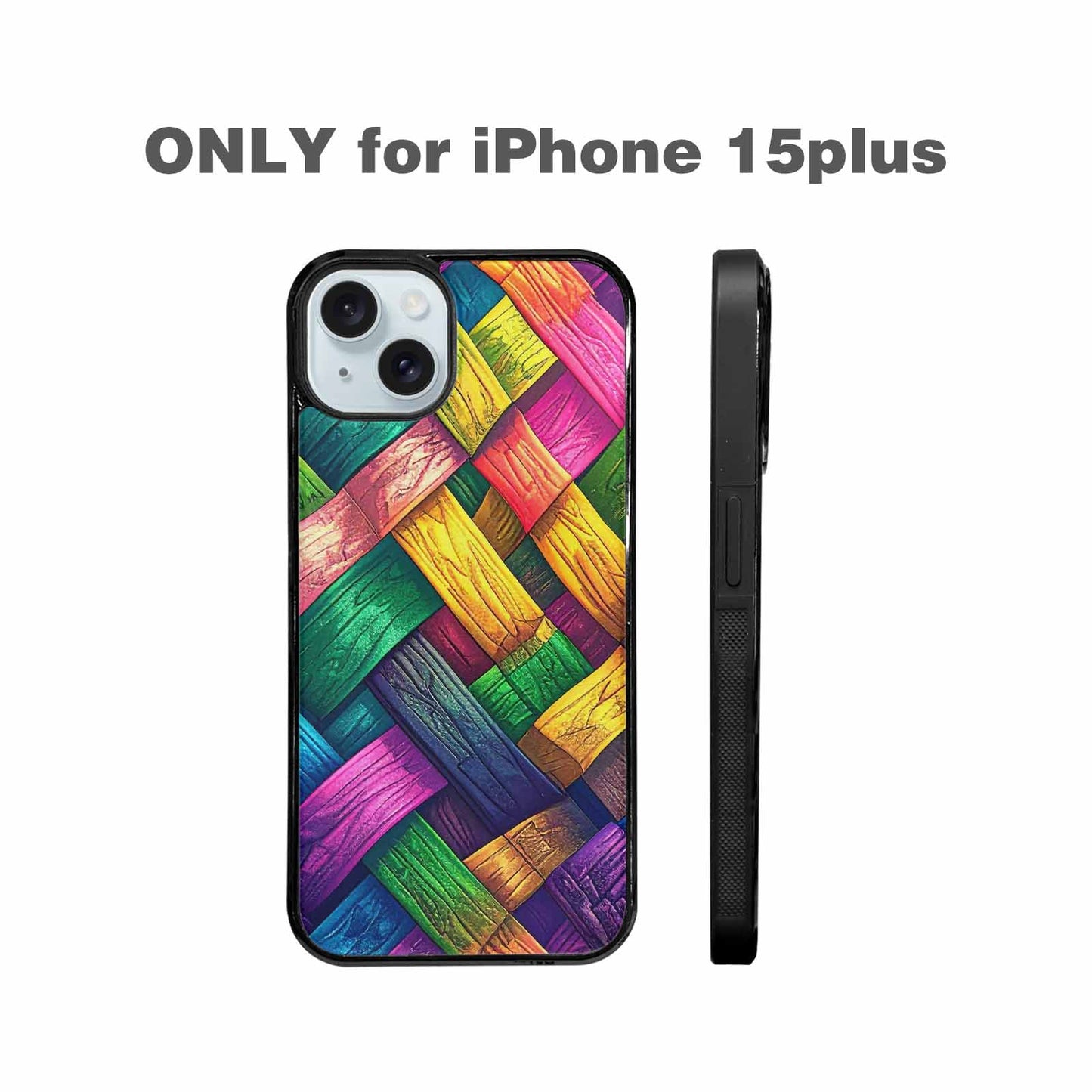 iPhone 15 Plus Case — Polysexual Flag Color Theme Small Rainbow, Custom Made Phone Cover