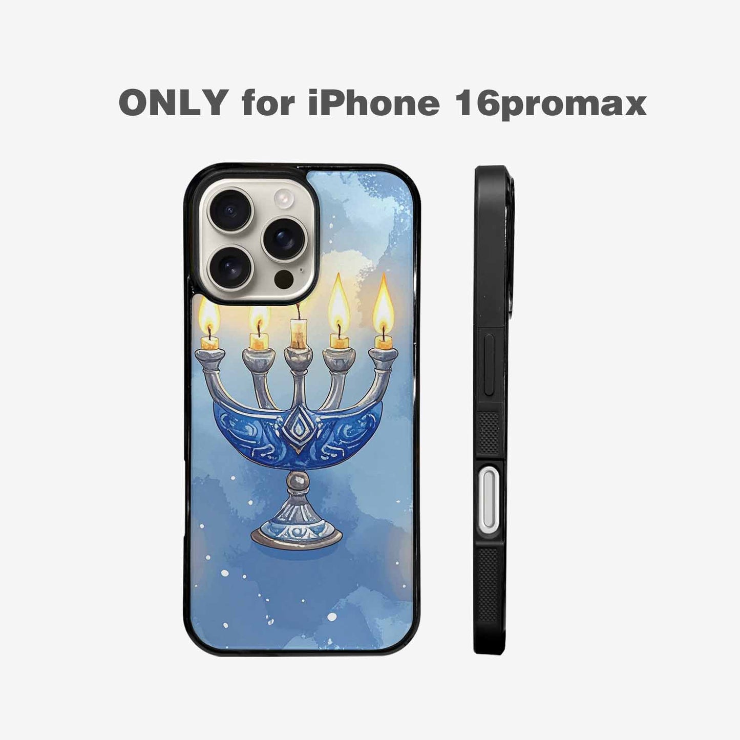 iPhone 16 Pro Max Case — Hanukkah Menorah Pattern Seamless Repeat Jewish, Custom Phone Case