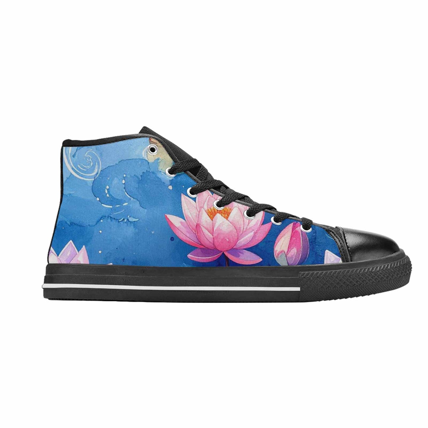 MEN'S Water Lilies Impressionist High Top Canvas Wallpaper Art Sneakers