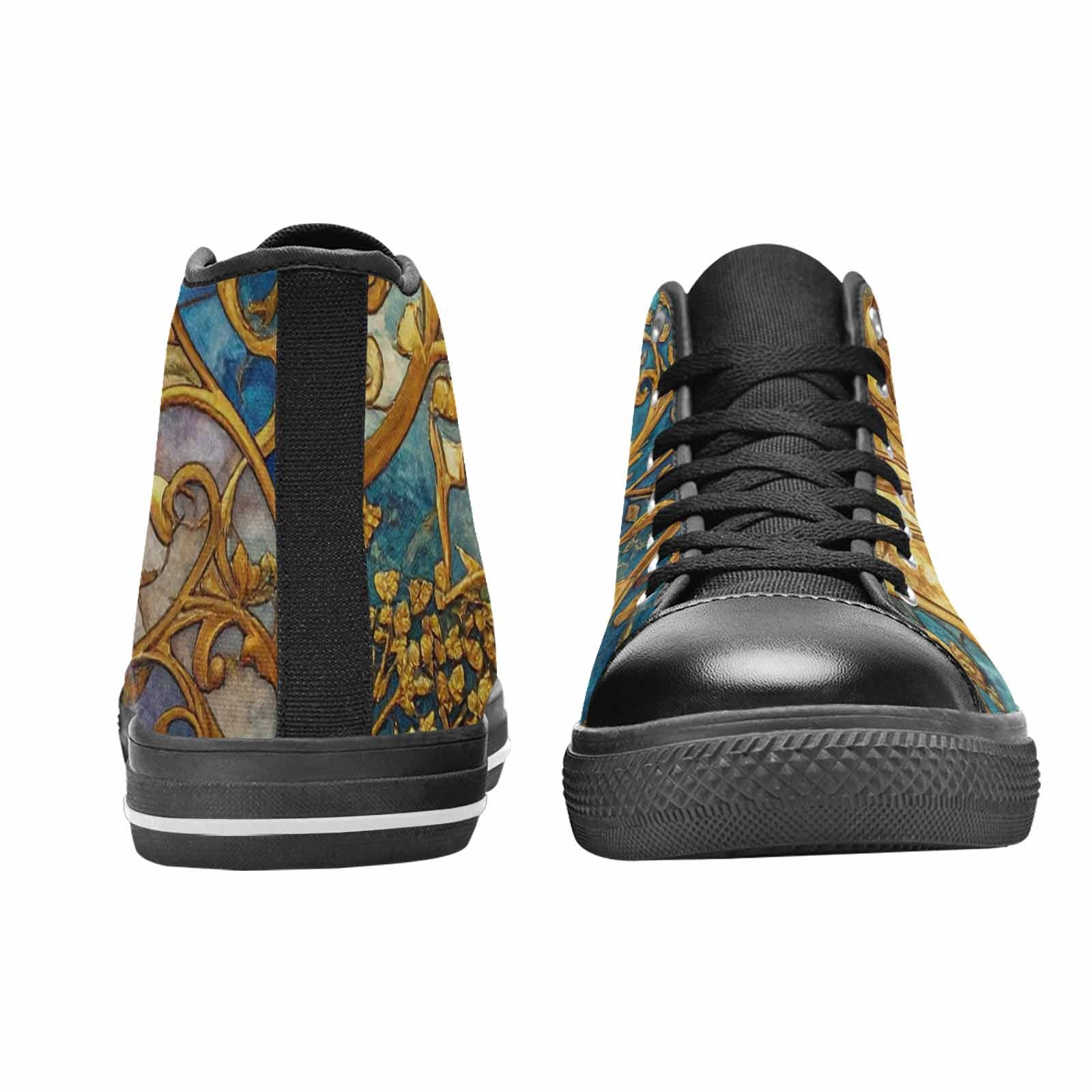 WOMEN'S Klimt-Style Gold Leaf High Top Canvas Vibrant Chaos Shoes