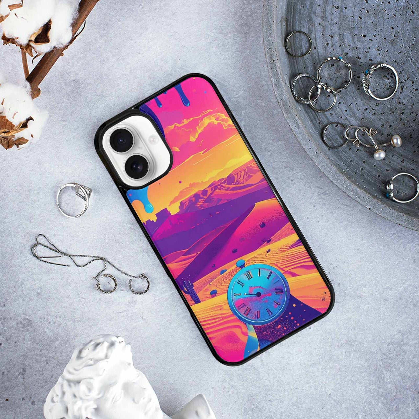 iPhone 16 Plus Case — I Surrealist Dreamscape Pattern Melting Clocks, Personalized Phone Case