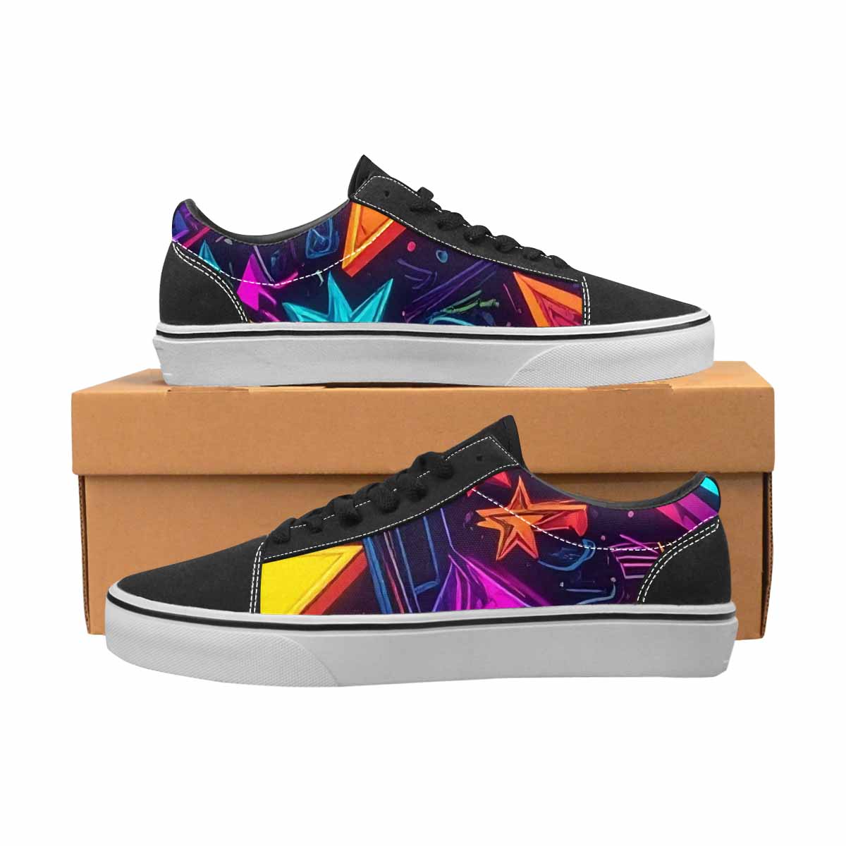 WOMEN'S 80s Retro Motif Lace-Up Canvas Surreal Custom Shoes
