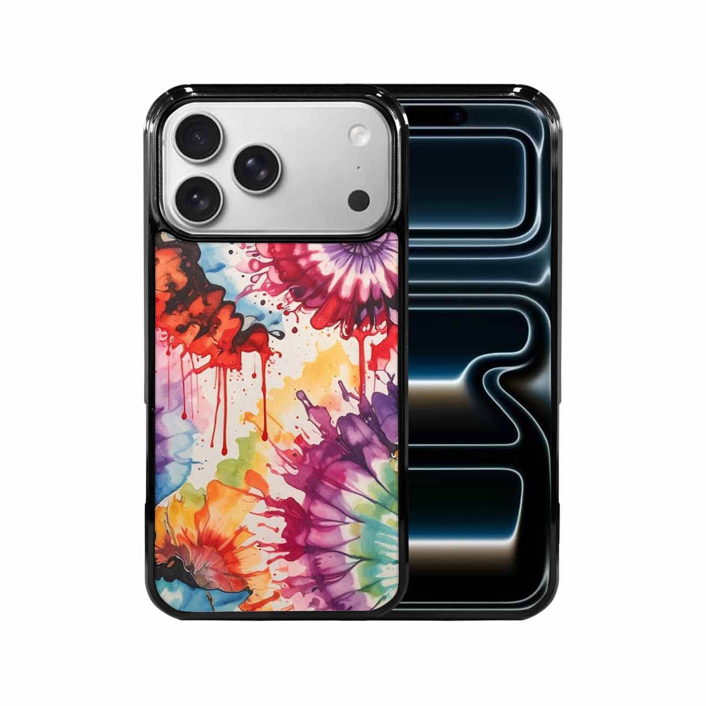 iPhone 17 Pro Max Case — Tie Dye Swirls Black Tie Dye, Personalized Phone Case