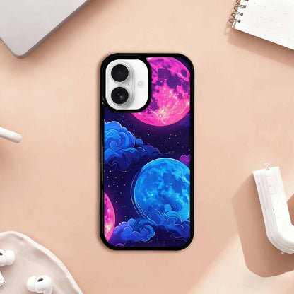 iPhone 17 Case — Neon Winter Moon Cartoon Cute, Custom Art Phone Cover