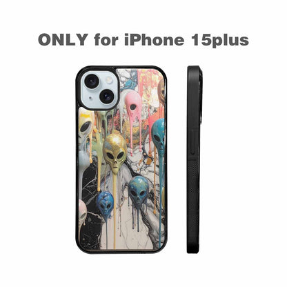 iPhone 15 Plus Case — Aliens Marblemelting Aliens Pa Eif, Custom Phone Case