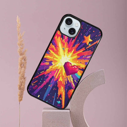iPhone 15 Plus Case — Pixel Art 8 Bit Burst Pattern, Unique Phone Case Design