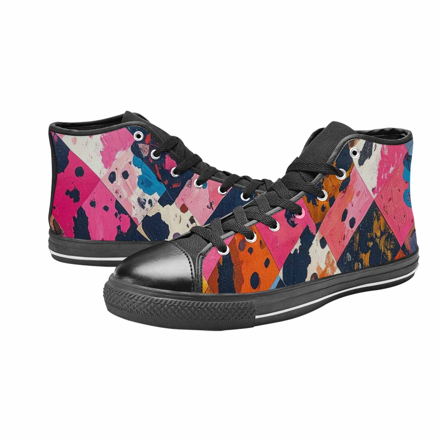 MEN'S Cow Animal Print High Top Canvas Vivid Custom Sneakers