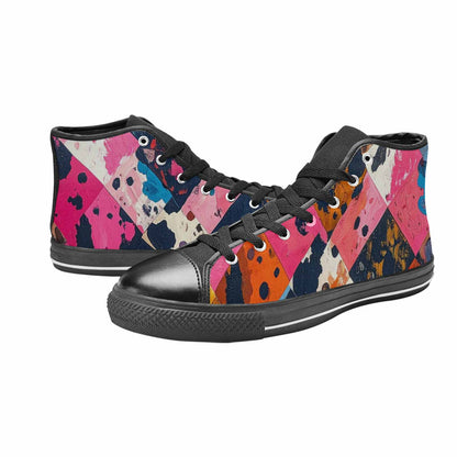 MEN'S Cow Animal Print High Top Canvas Vivid Custom Sneakers