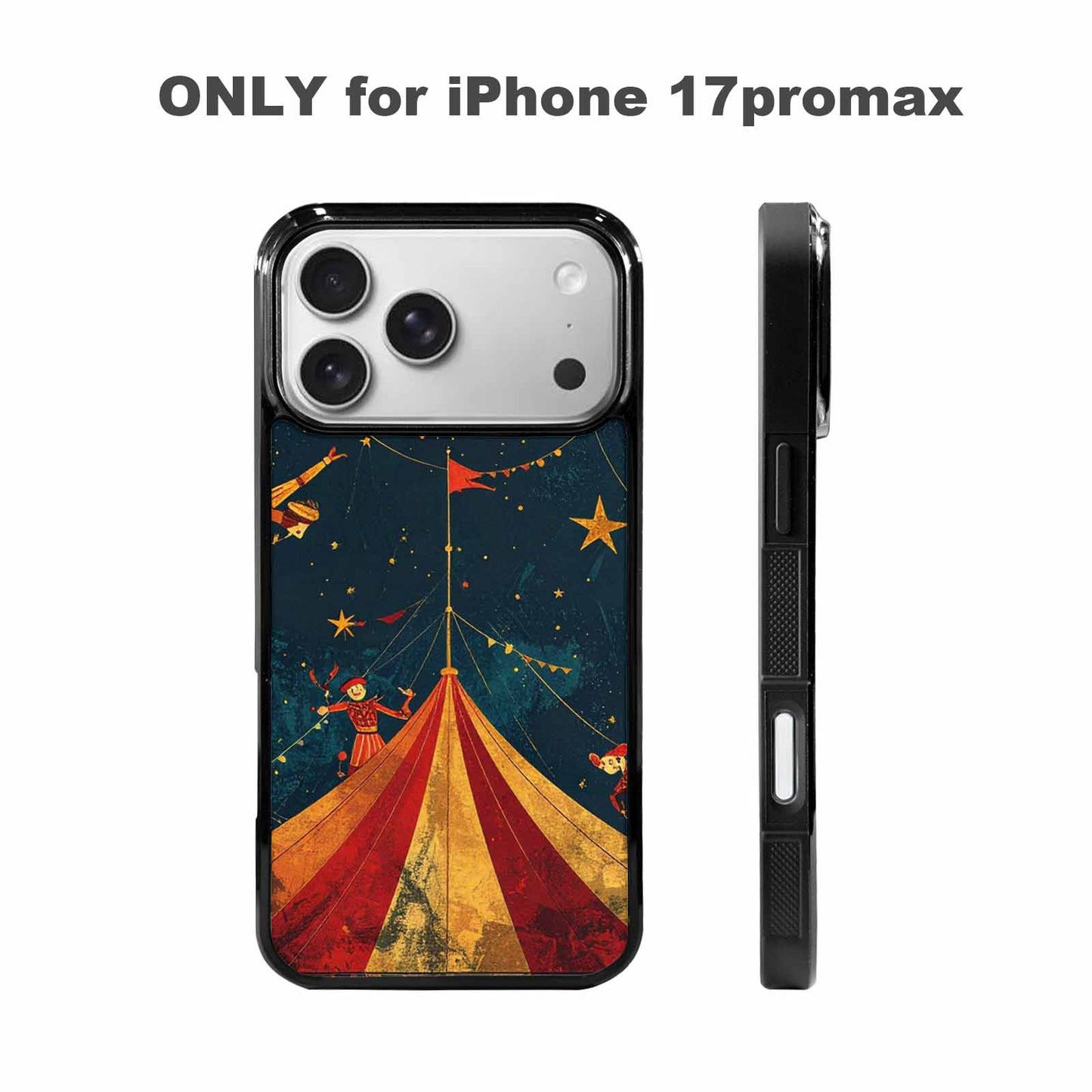iPhone 17 Pro Max Case — Vintage Circus Art Pattern Retro Vintage, Custom Printed Phone Case