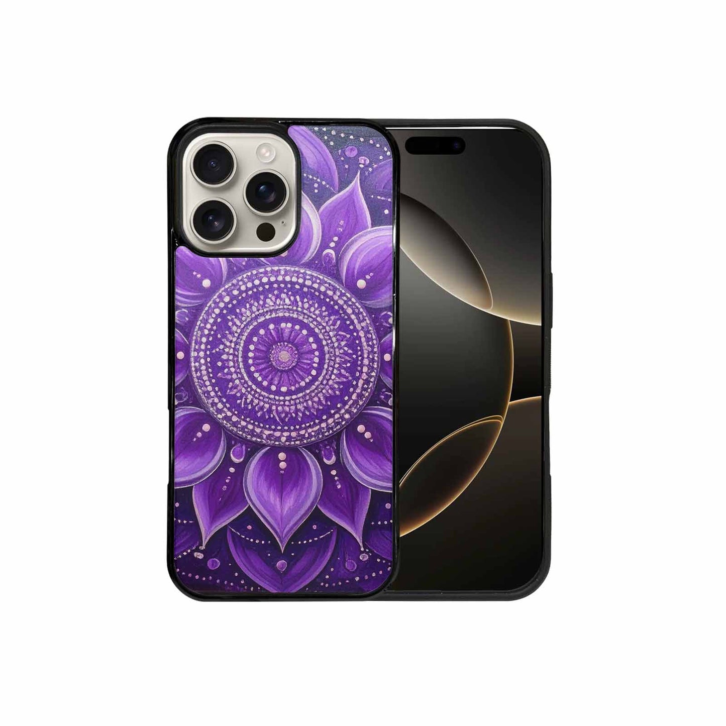 iPhone 16 Pro Max Case — Purple Mandala Bohemian Print Edge To, Customized Protective Case