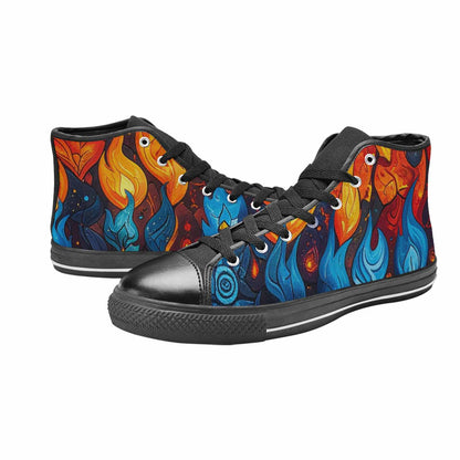 WOMEN'S Fire Flame High Top Canvas Cottagecore Shoes