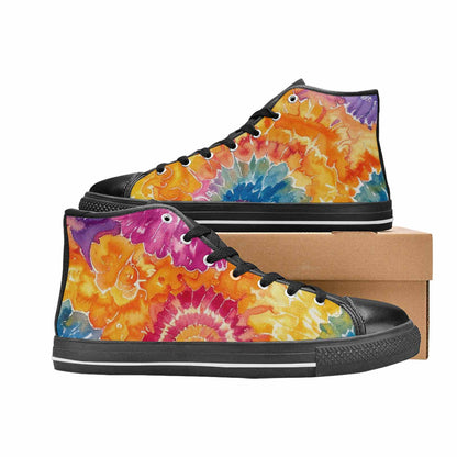 MEN'S Tie Dye Swirl High Top Canvas Wallpaper Art Custom Shoes