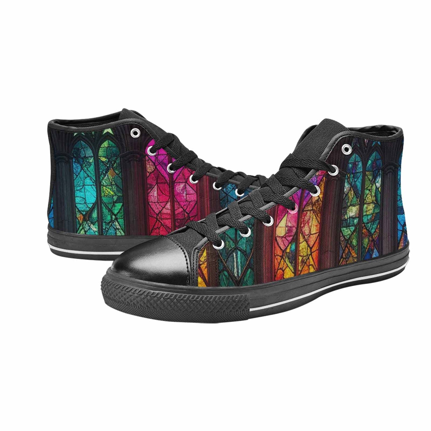 WOMEN'S Stained Glass Cathedral High Top Canvas Cottagecore Custom Shoes
