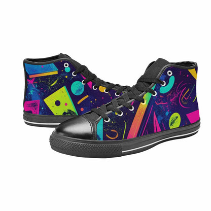 MEN'S Memphis Squiggles Triangles Dots High Top Canvas Grunge Shoes