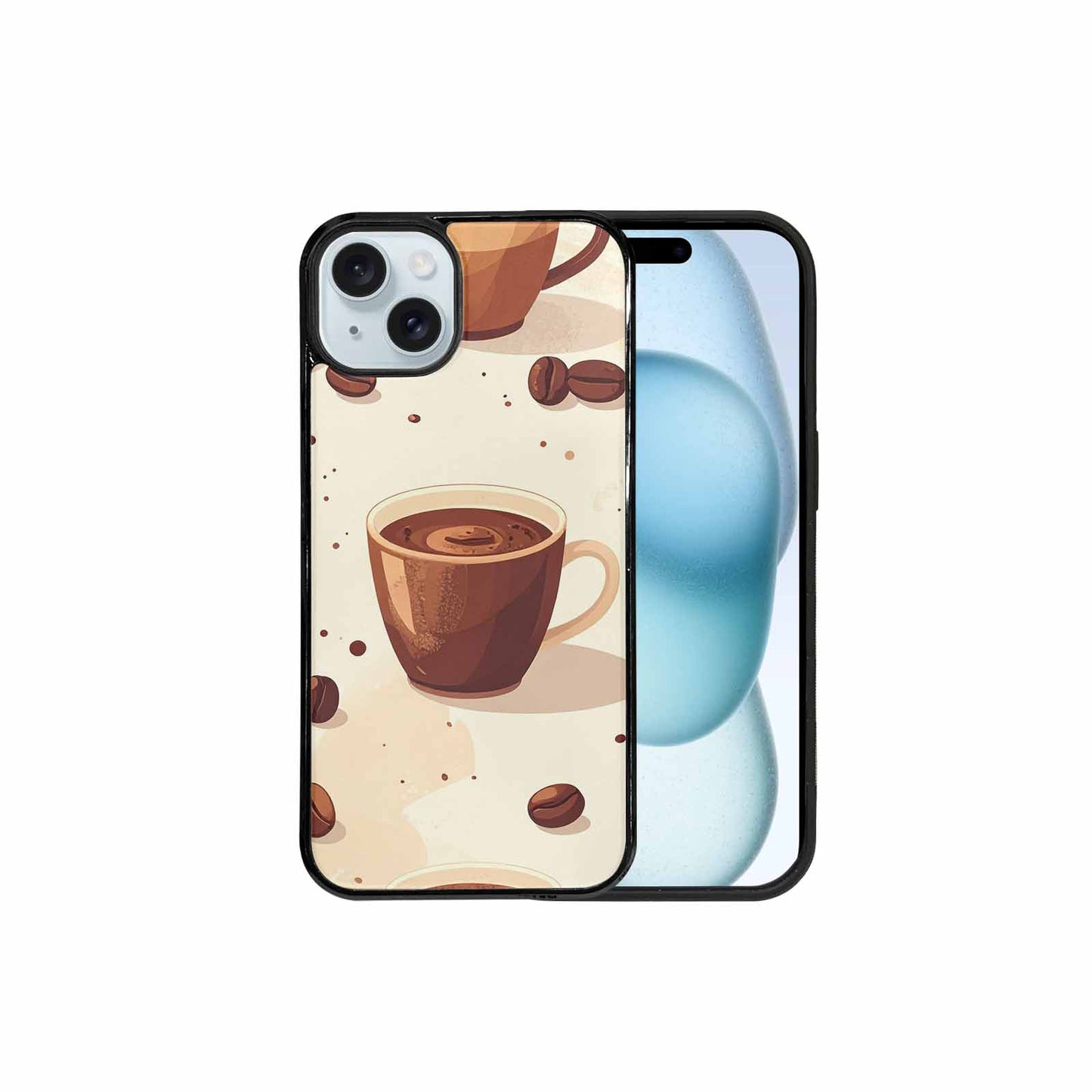 iPhone 15 Plus Case — Coffee Cup And Bean Pattern Seamless, Custom Print Case Cover
