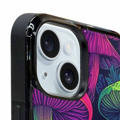 iPhone 15 Case — Mushroom Psychedelic Art Seamless Pattern Vibrant, Custom Print Case Cover