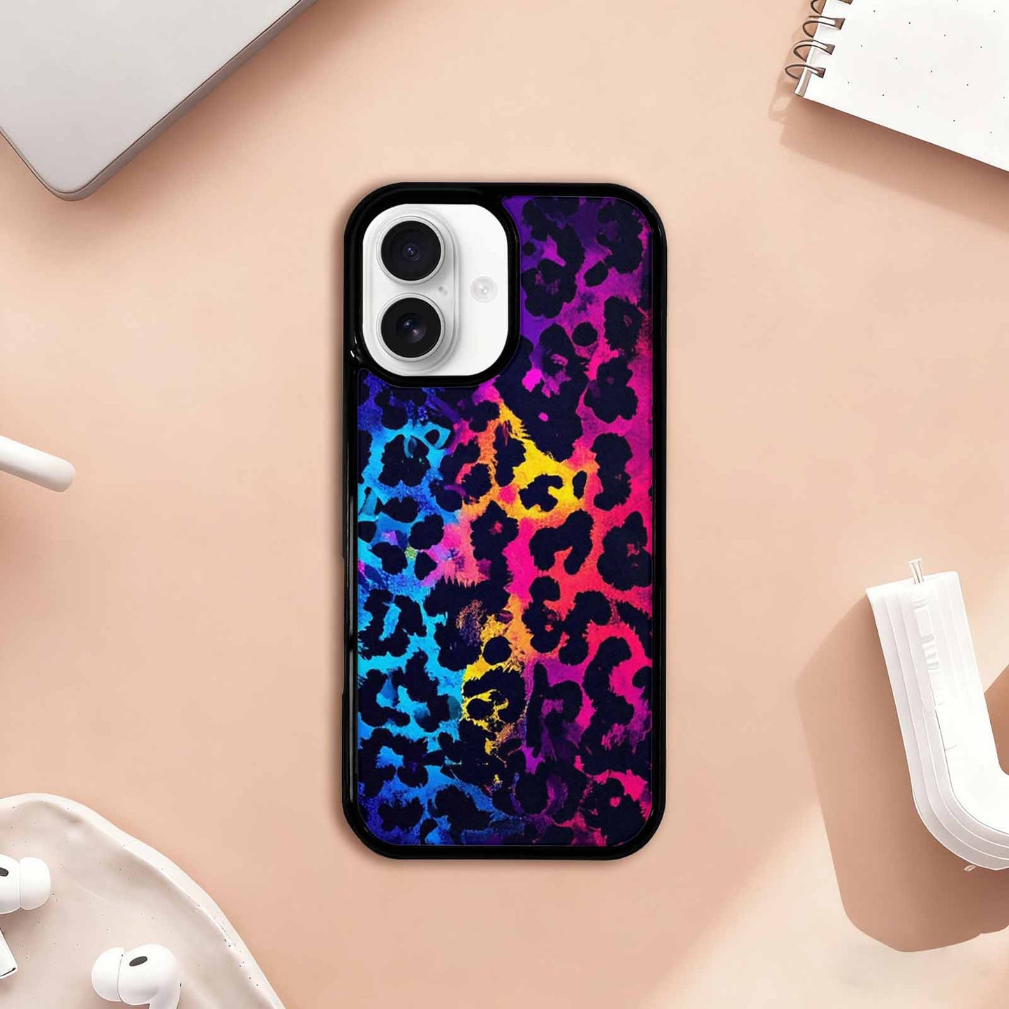iPhone 17 Case — Leopard Print Neon Seamless Animal Print, Custom Art Phone Cover