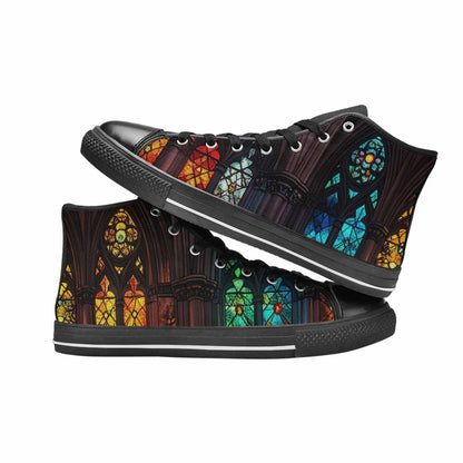 WOMEN'S Stained Glass Cathedral High Top Canvas Cottagecore Shoes
