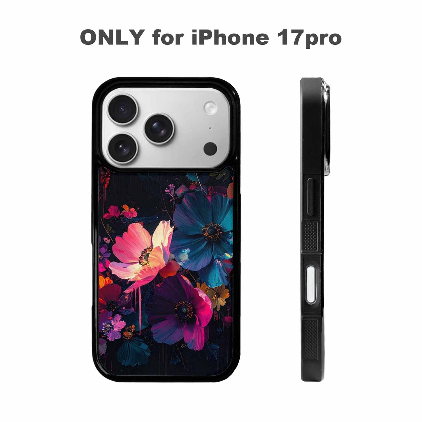 iPhone 17 Pro Case — Shadowy Glitch Floral Pattern Hundreds Floral, Customized Protective Case