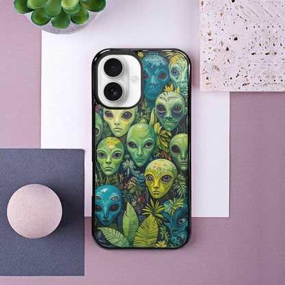 iPhone 16 Case — Aliens Pattern Hundreds Of Sma Bcn, Custom Designed Case Cover