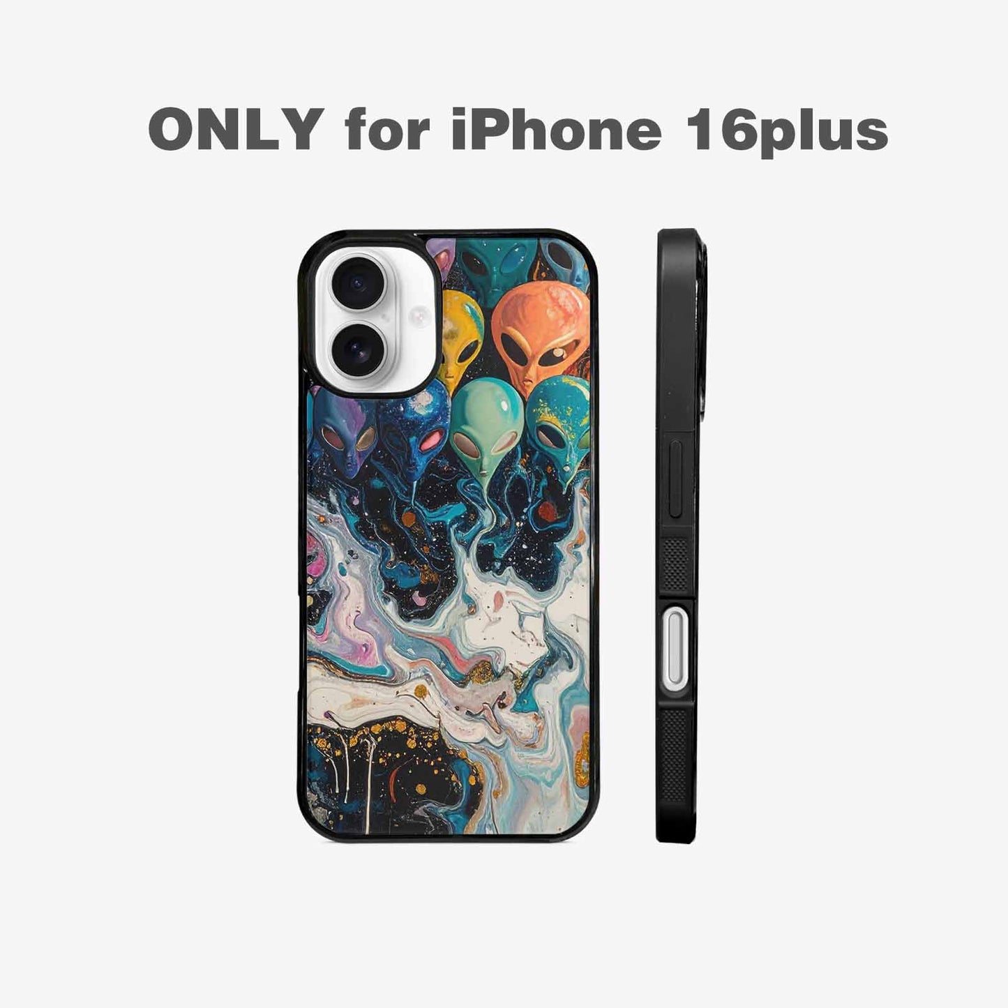 iPhone 16 Plus Case — Aliens Marblealiens Pattern Fjy, Custom Designed Case Cover