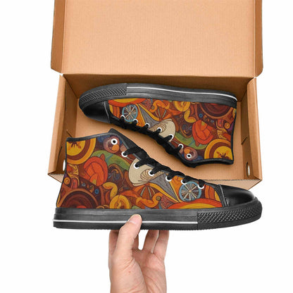 WOMEN'S Groovy 70S Peace High Top Canvas Dreamcore Custom Sneakers