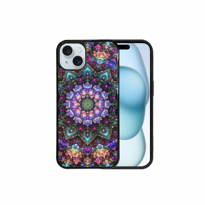 iPhone 15 Plus Case — Crystal Mandala Art Seamless Pattern Vibrant, Custom Designed Case Cover