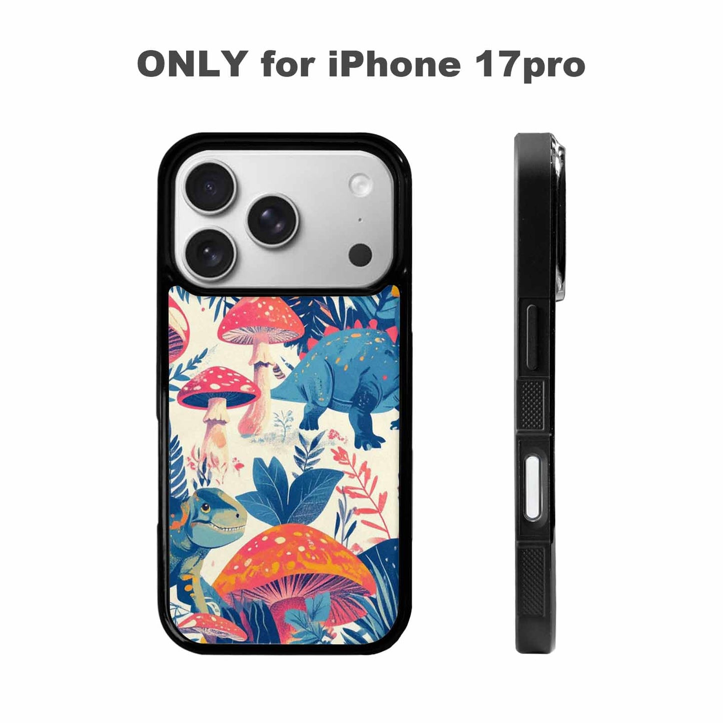 iPhone 17 Pro Case — Vintage Dinosaurs Mushroom Retro Vintage, Custom Printed Phone Case