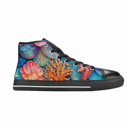 MEN'S Fish Scale Coral High Top Canvas Cottagecore Shoes