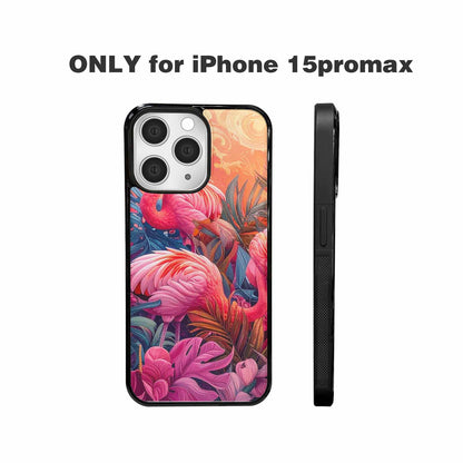 iPhone 15 Pro Max Case — Flamingo Tropical Flamingo Tropical Pattern Hundreds, Custom Designed Case Cover