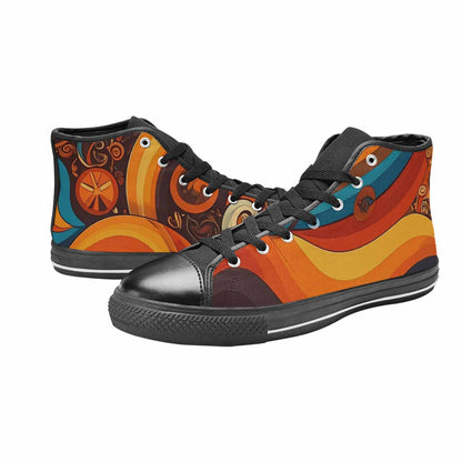 WOMEN'S Groovy 70S Peace High Top Canvas Wallpaper Art Sneakers