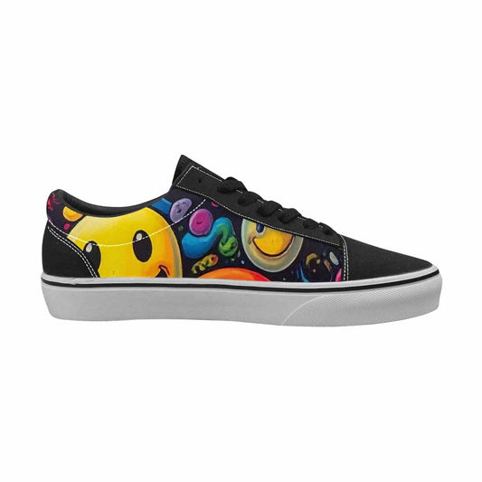WOMEN'S Yellow Smiley Face Canvas Lace-Up Wallpaper Art Sneakers