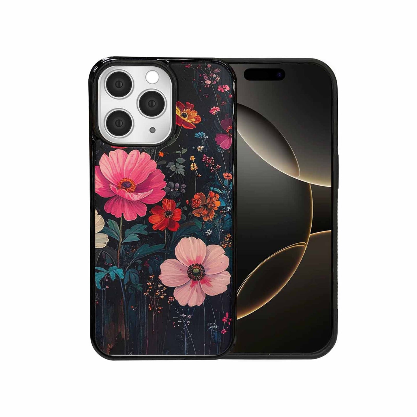 iPhone 15 Pro Max Case — Shadowy Glitch Floral Pattern Hundreds Of, Custom Printed Phone Case