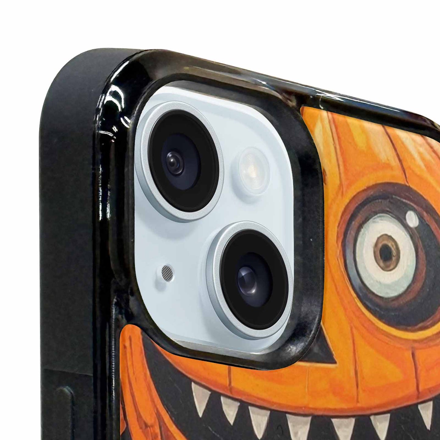 iPhone 15 Plus Case — Cartoon Pumpkin Monster, Custom Art Phone Cover