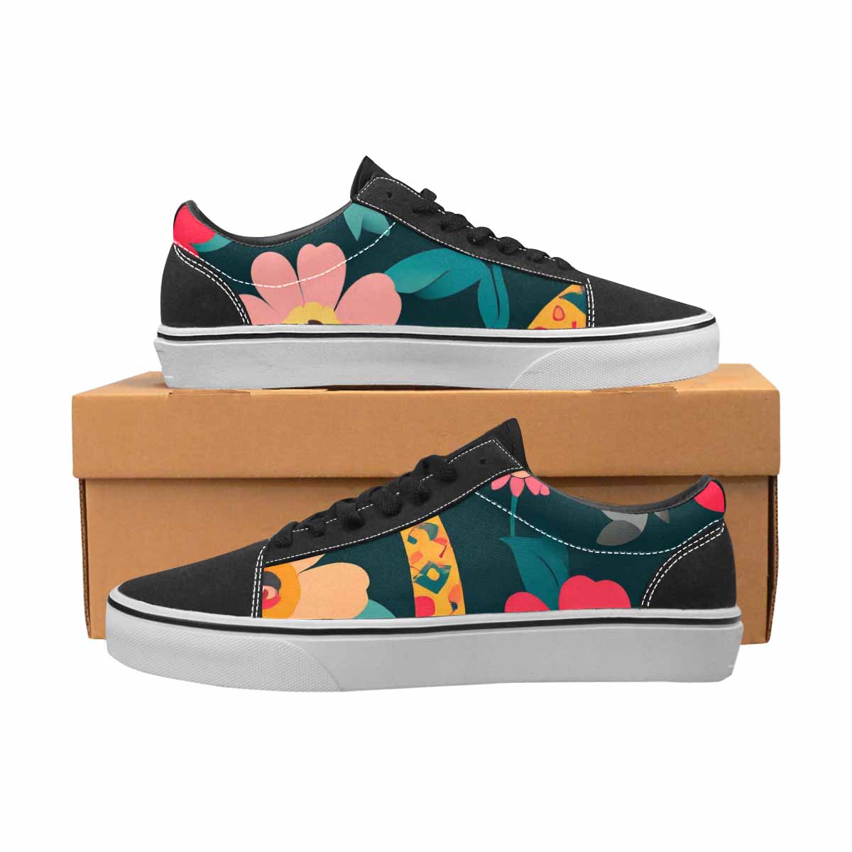 MEN'S Floral Snake Print Canvas Lace-Up Vibrant Chaos Sneakers