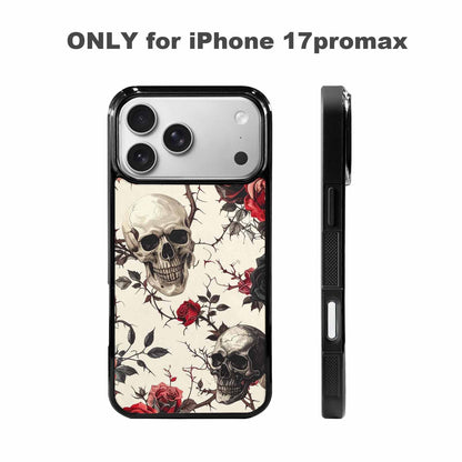 iPhone 17 Pro Max Case — Skulls Roses And Skulls Gothic Skulls, Custom Printed Phone Case
