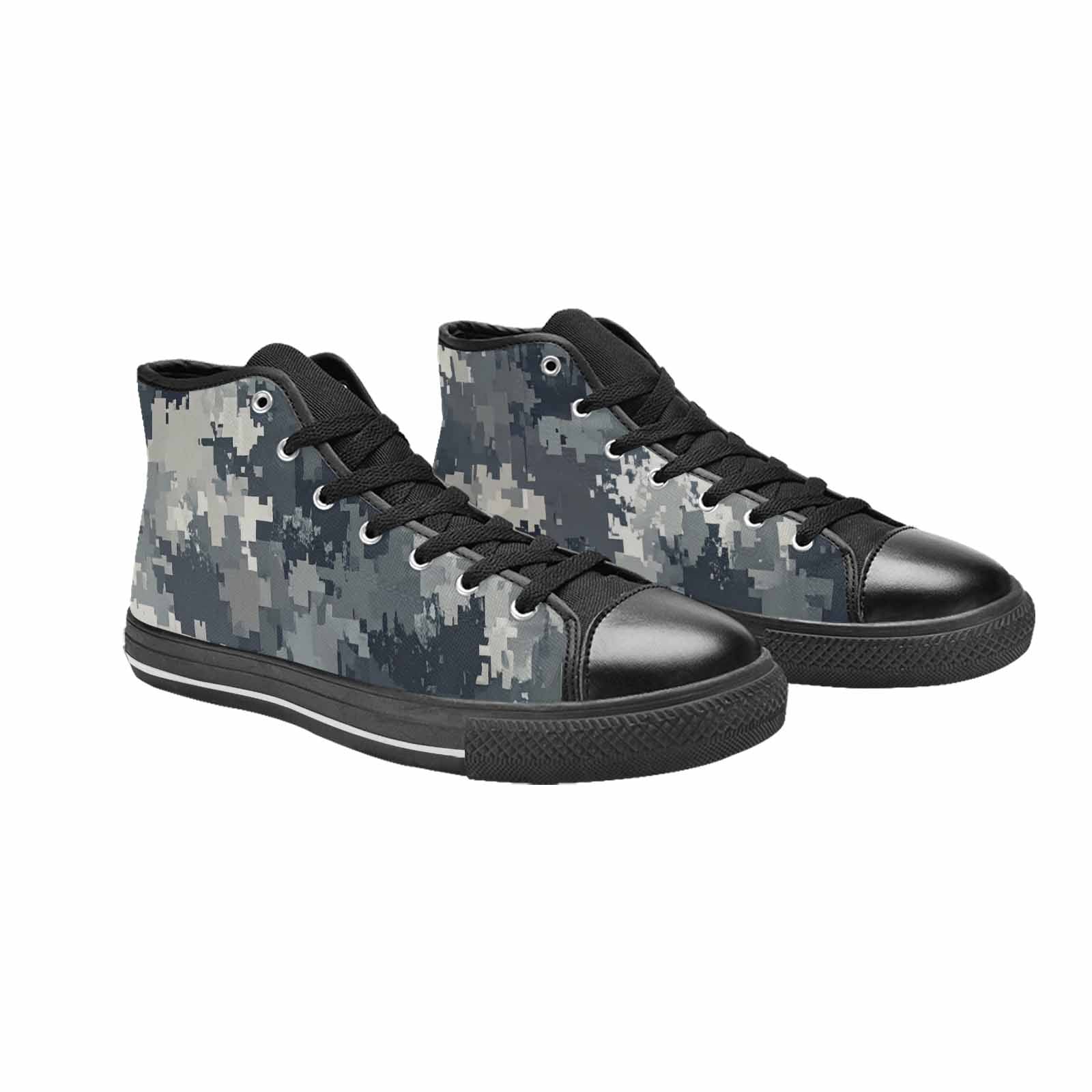 WOMEN'S Military Camouflage Blotch High Top Canvas Wallpaper Art Custom Sneakers