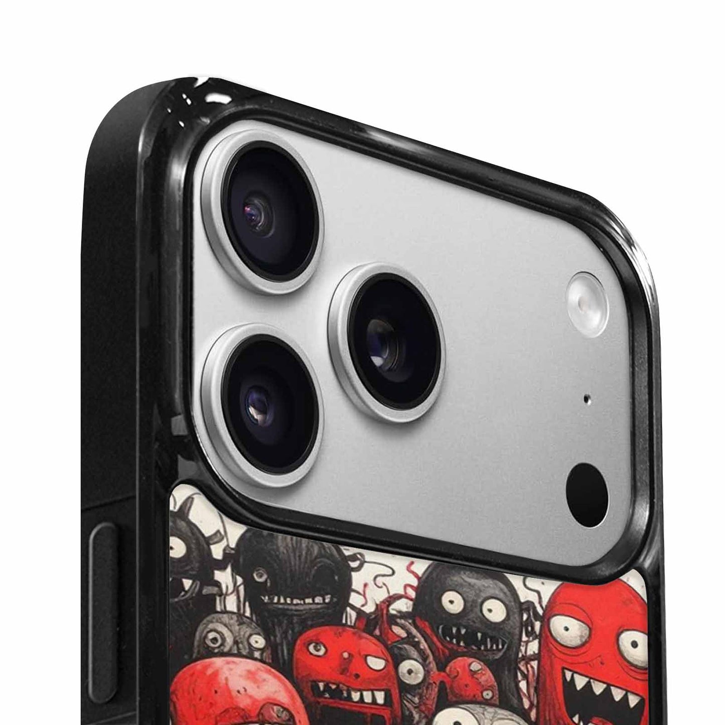 iPhone 17 Pro Case — Black Red Ink Monsters General Cartoon, Custom Designed Case Cover
