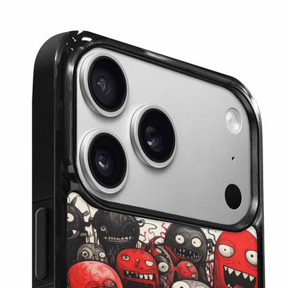 iPhone 17 Pro Case — Black Red Ink Monsters General Cartoon, Custom Designed Case Cover