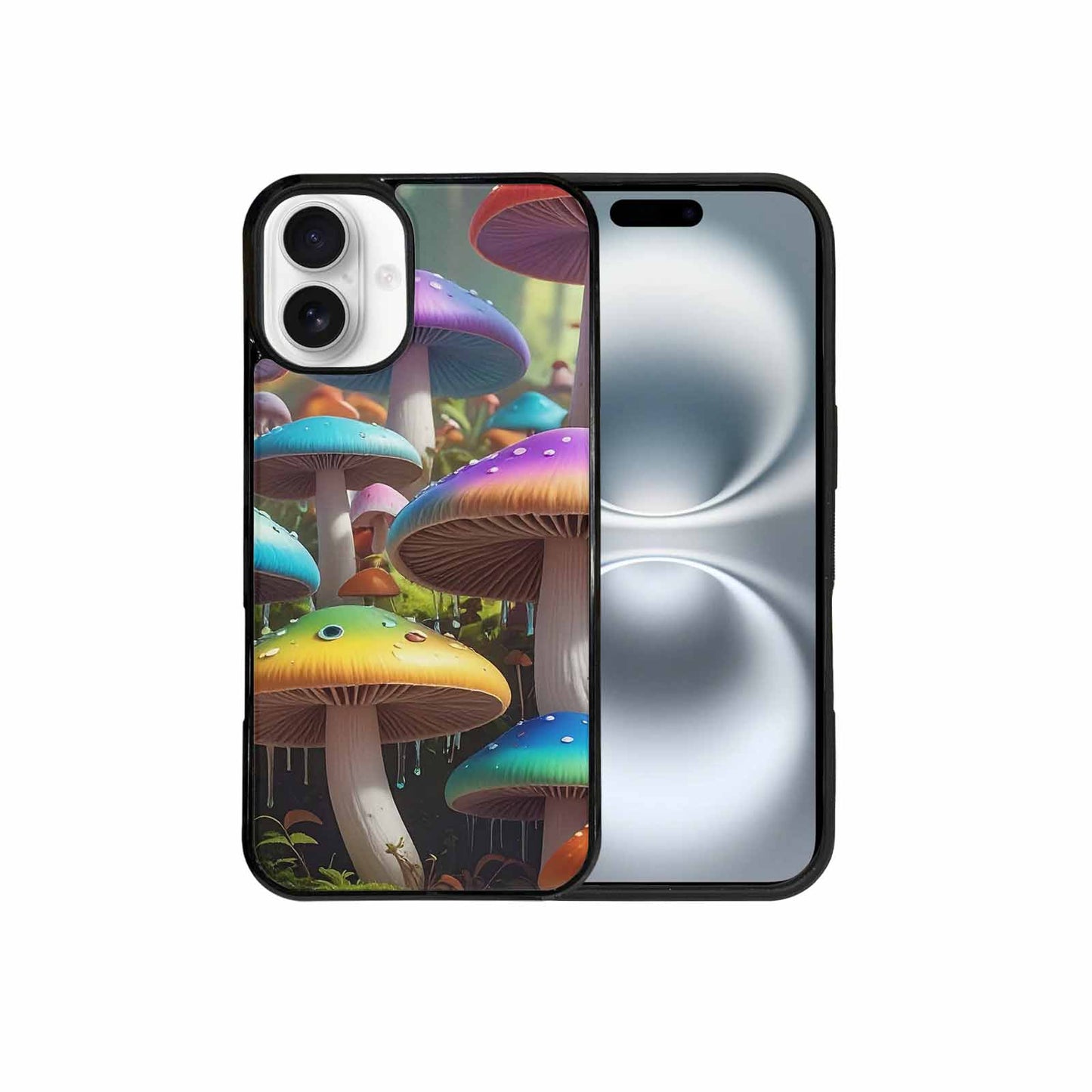 iPhone 16 Plus Case — Overlapping Endlessly No Empty Space Mushrooms, Custom Print Case Cover