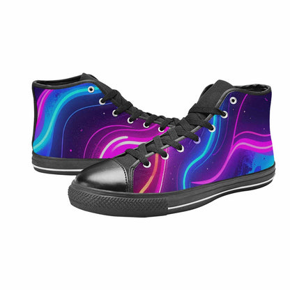 WOMEN'S 80S Neon Cartoon High Top Canvas Surreal Custom Sneakers