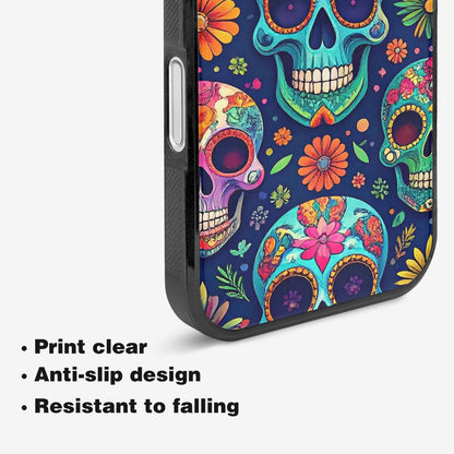 iPhone 16 Plus Case — Rainbow Sugar Skull Weave, Personalized Phone Case