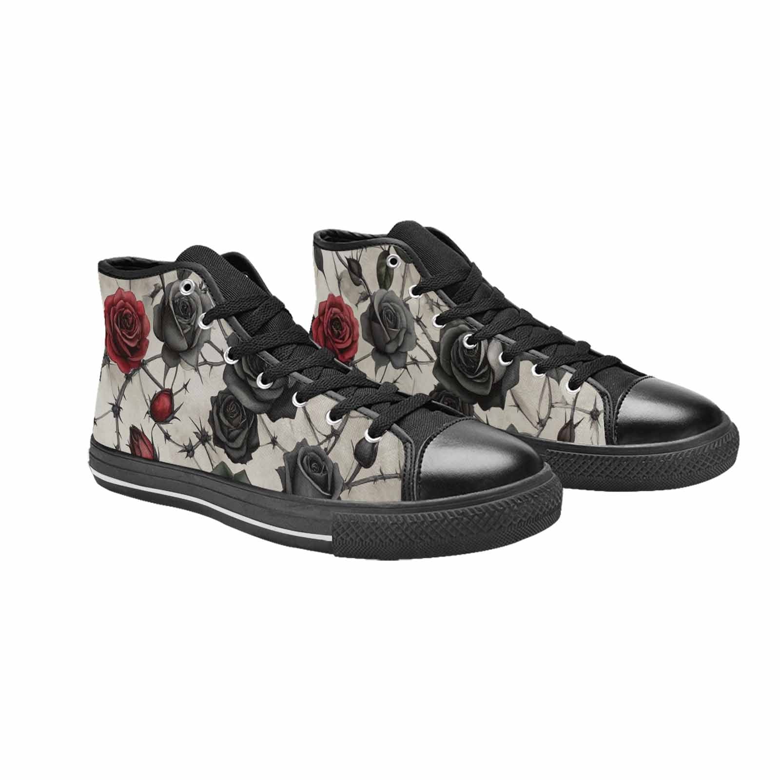 MEN'S Black Gothic Rose High Top Canvas Wallpaper Art Shoes