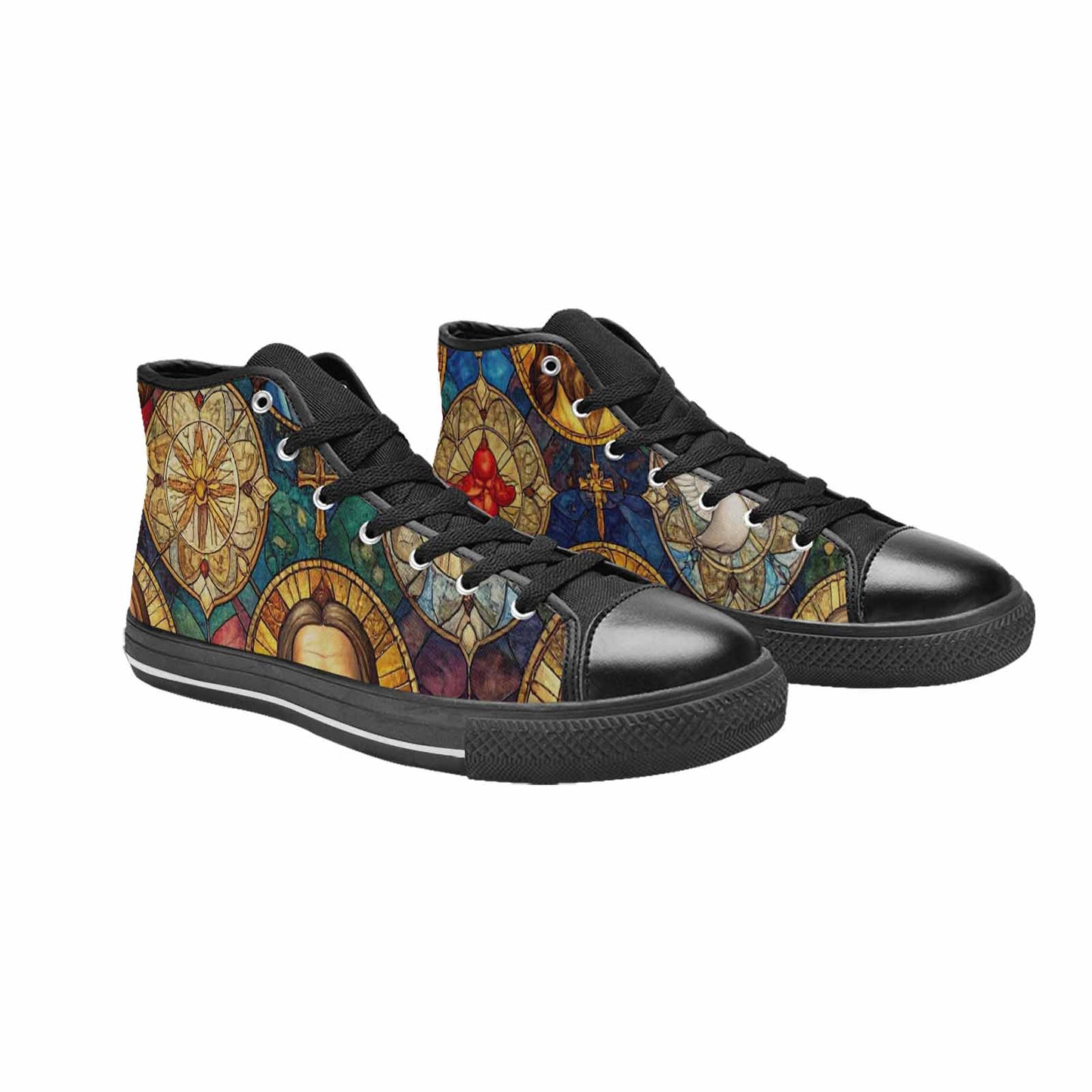 WOMEN'S Jesus Face Small High Top Canvas Dark Academia Custom Shoes