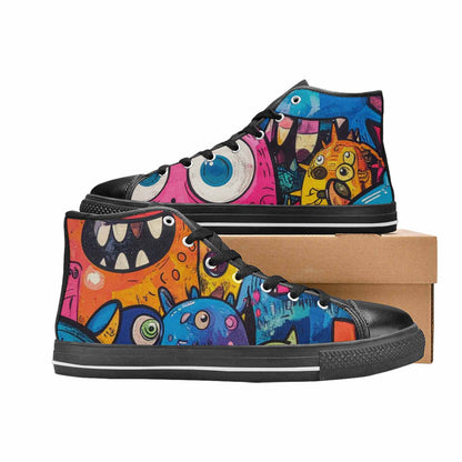 MEN'S Goofy Cartoon Monster High Top Canvas Neon Fantasy Custom Sneakers