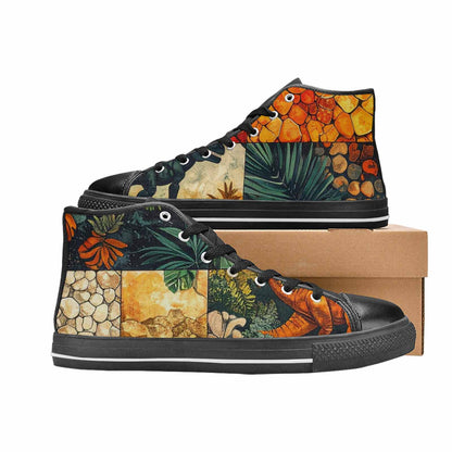 MEN'S Dinosaur Silhouette High Top Canvas Wallpaper Art Sneakers