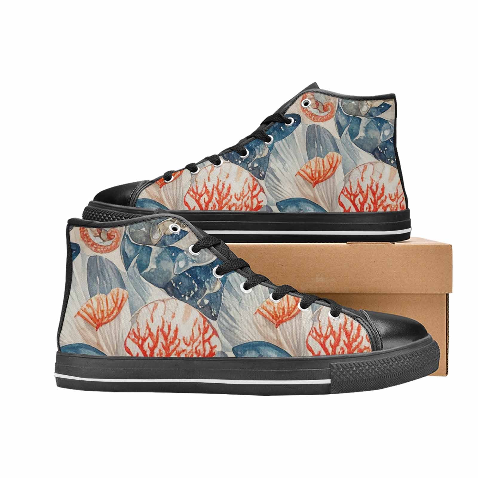MEN'S Fish Scale Coral High Top Canvas Cottagecore Sneakers