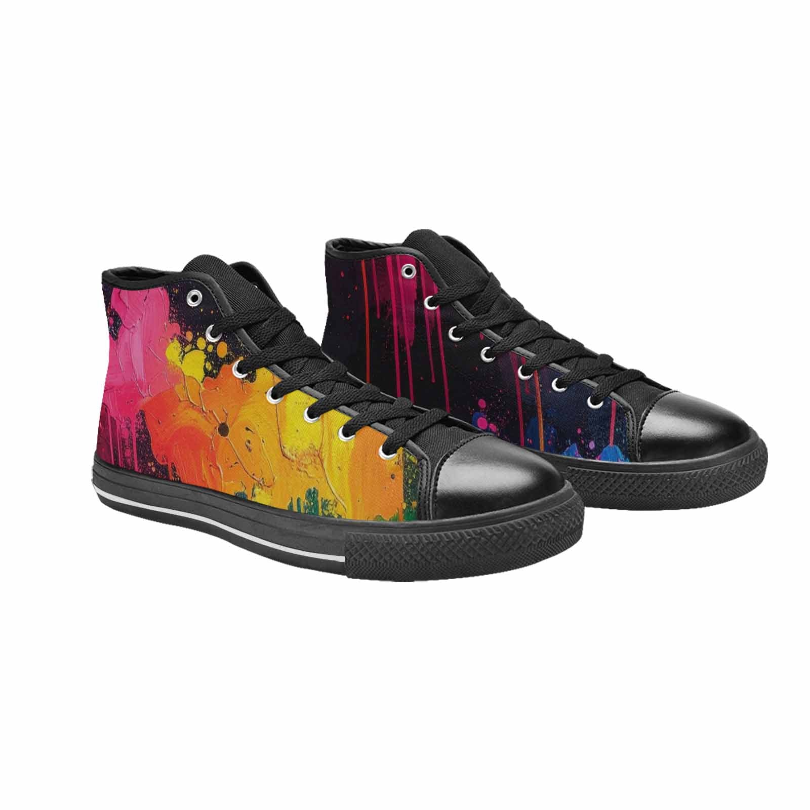 WOMEN'S Paint Splatter High Top Canvas Grunge Sneakers
