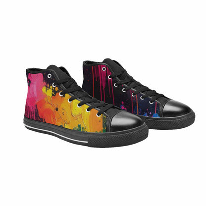 WOMEN'S Paint Splatter High Top Canvas Grunge Sneakers